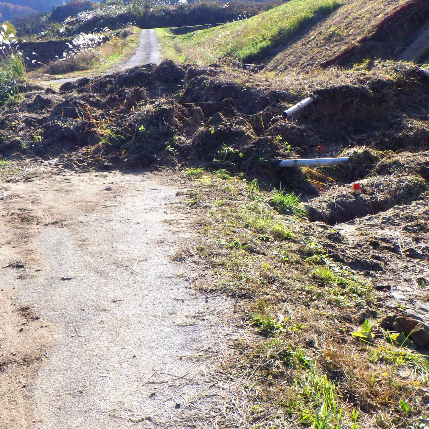 農村かさぎ　　先般の集中豪雨による被害です。災害認定対象外の農道土砂、水路内の土砂撤去、圃場流入土砂撤去は多面的事業で対応しますが、ようやく作業終了です。　　　これで災害復旧工事に着手してもらえます。災害部分の復旧工事の地元負担は「笠木災害復旧基金」で対応します。　　　　　　　　#pentax#農家ときどき写真家#農村 #農村かさぎ #写真家#田舎の風景#農業 #農家#集落営農 #笠木営農組合 #だんだん